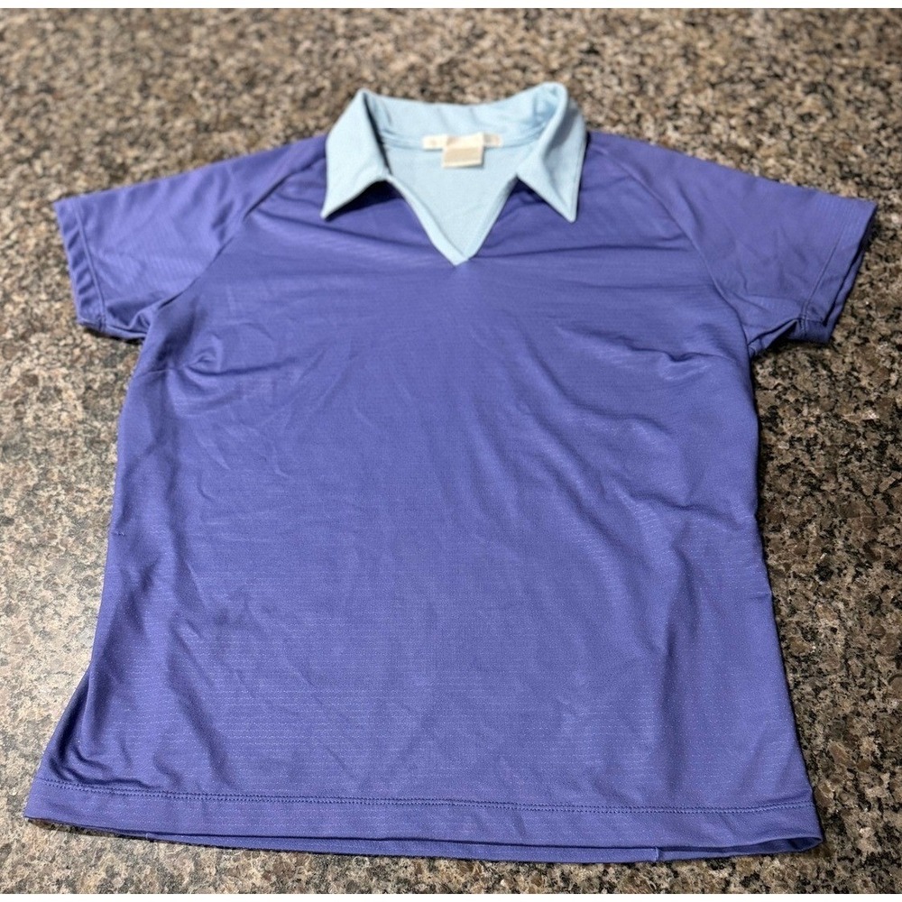 Nike Golf Sphere Dry Polo Shirt Womens Medium Purple Blue V-Neck Short Sleeve